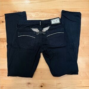 Women's Robins Black Jeans with Wings and Crystals